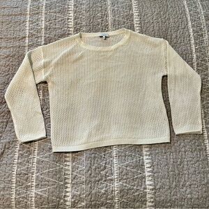 J Society New York White Cotton Waffle Knit Sweater Lightweight Crewneck M